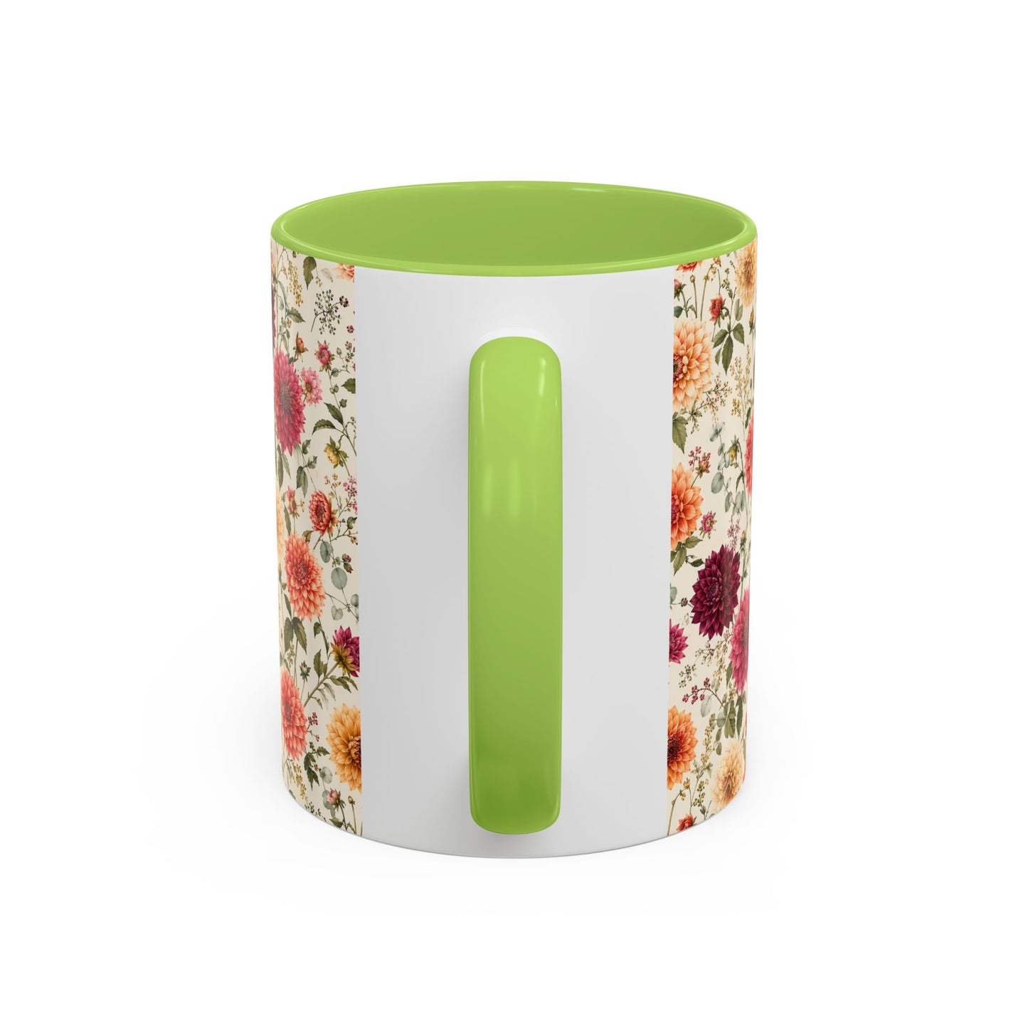 Vintage Floral Pattern Accent Coffee Mug | Dahlia Bouquet 11oz or 15oz