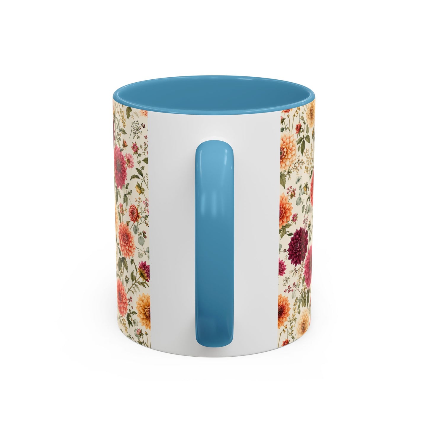 Vintage Floral Pattern Accent Coffee Mug | Dahlia Bouquet 11oz or 15oz
