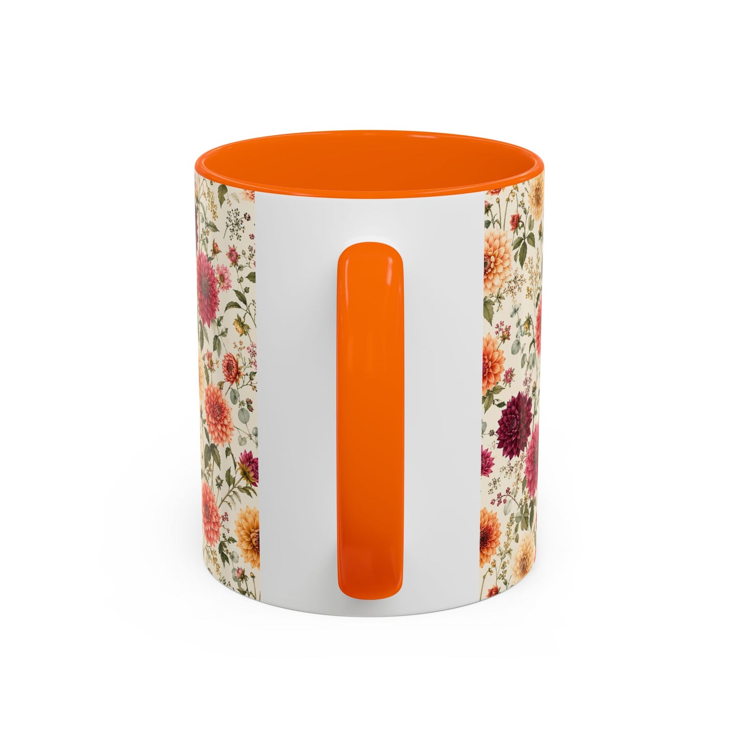 Vintage Floral Pattern Accent Coffee Mug | Dahlia Bouquet 11oz or 15oz