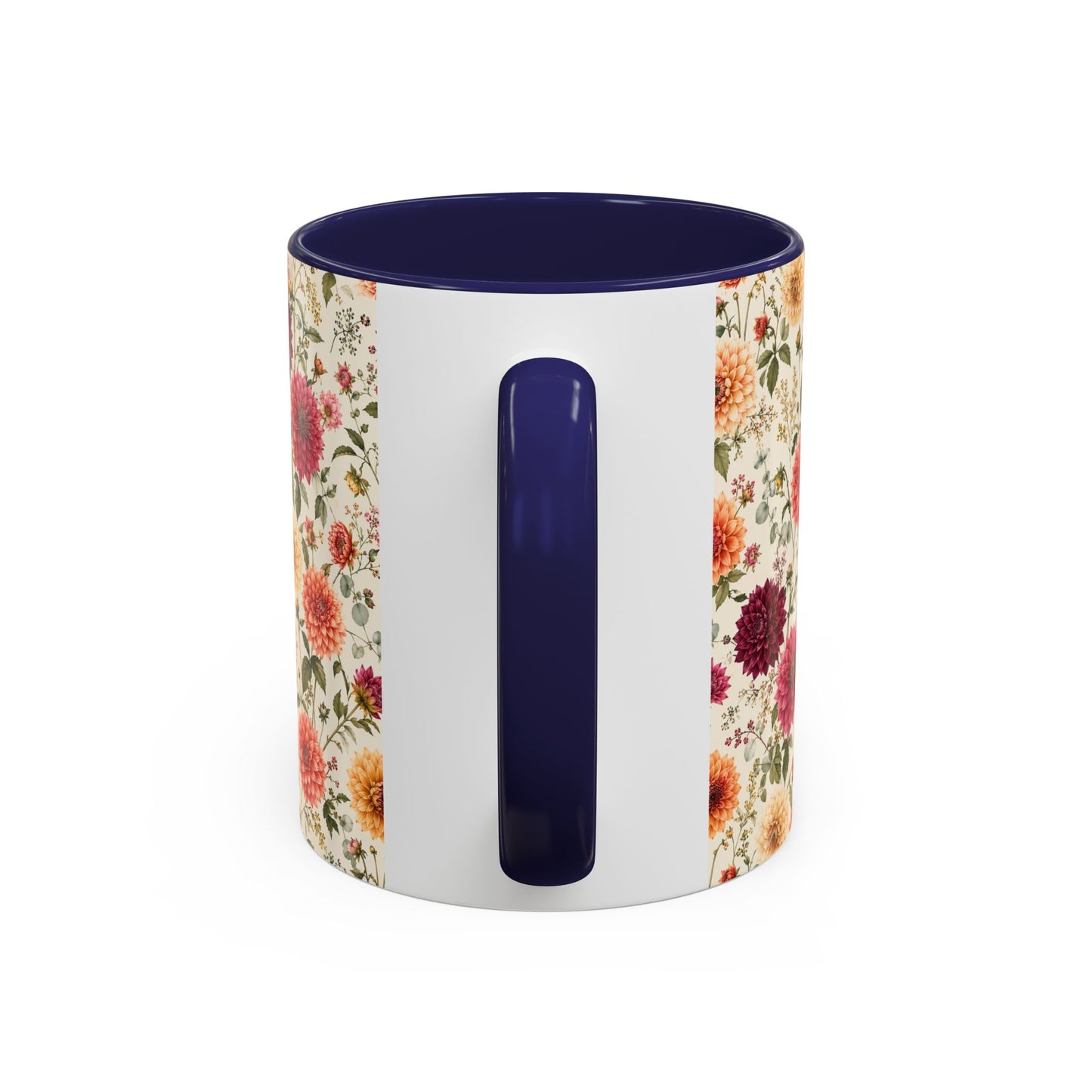 Vintage Floral Pattern Accent Coffee Mug | Dahlia Bouquet 11oz or 15oz
