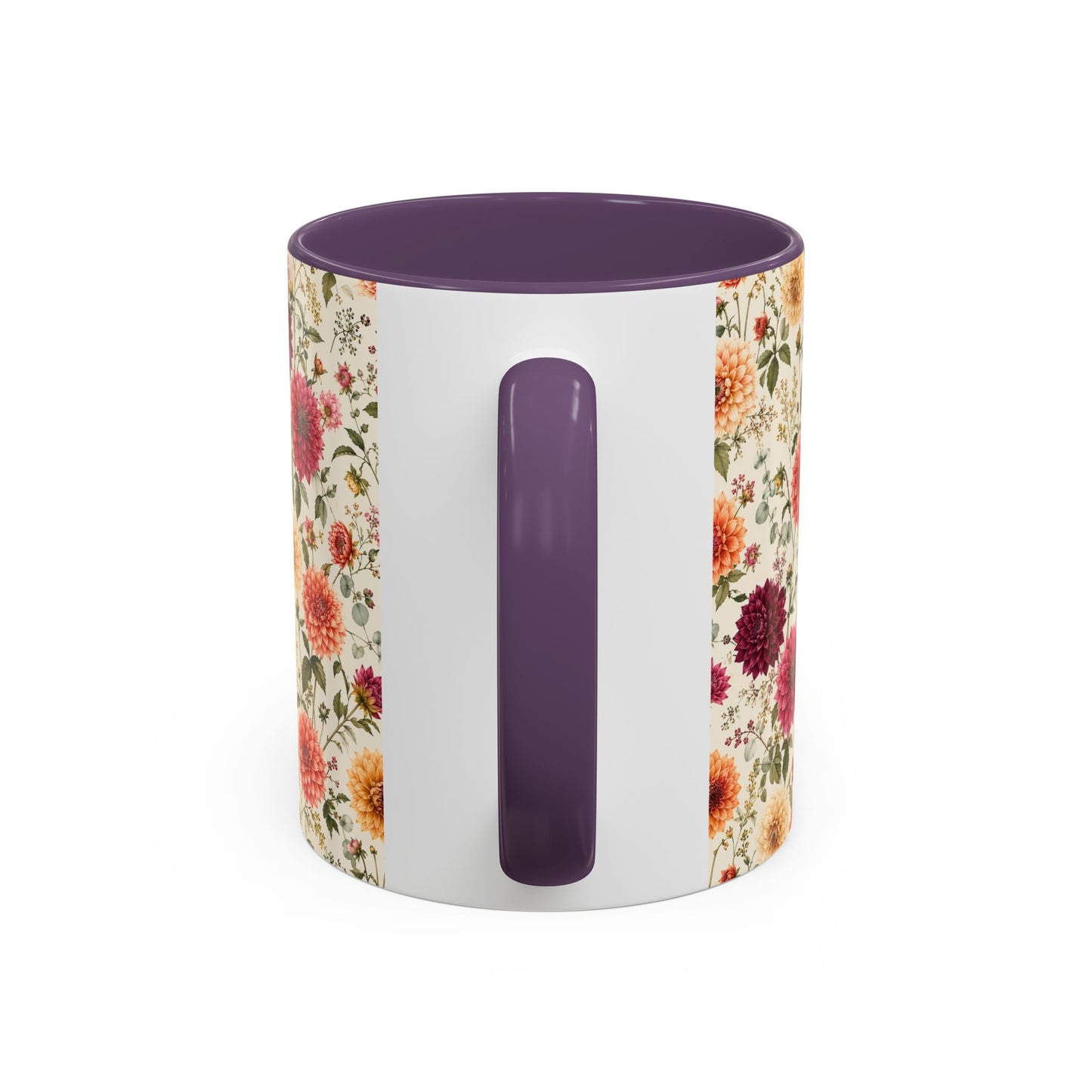 Vintage Floral Pattern Accent Coffee Mug | Dahlia Bouquet 11oz or 15oz