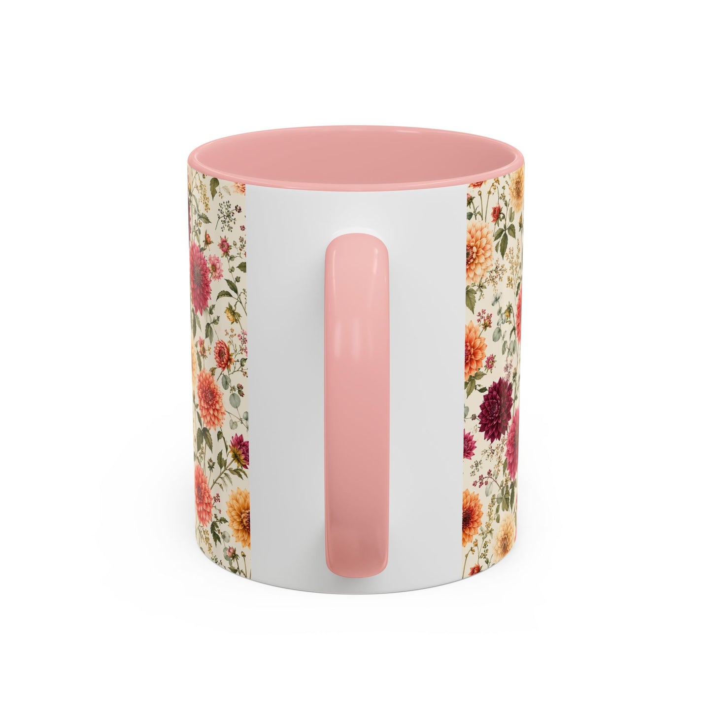 Vintage Floral Pattern Accent Coffee Mug | Dahlia Bouquet 11oz or 15oz