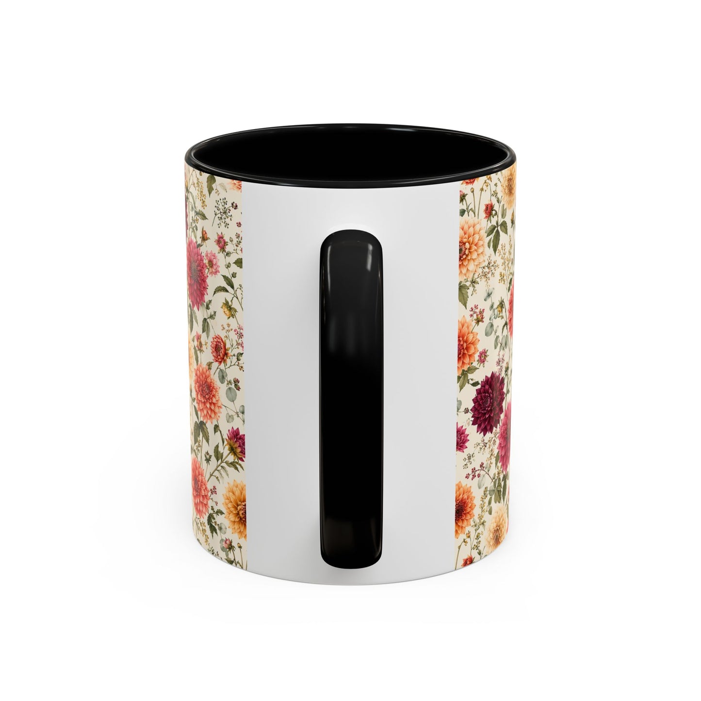 Vintage Floral Pattern Accent Coffee Mug | Dahlia Bouquet 11oz or 15oz