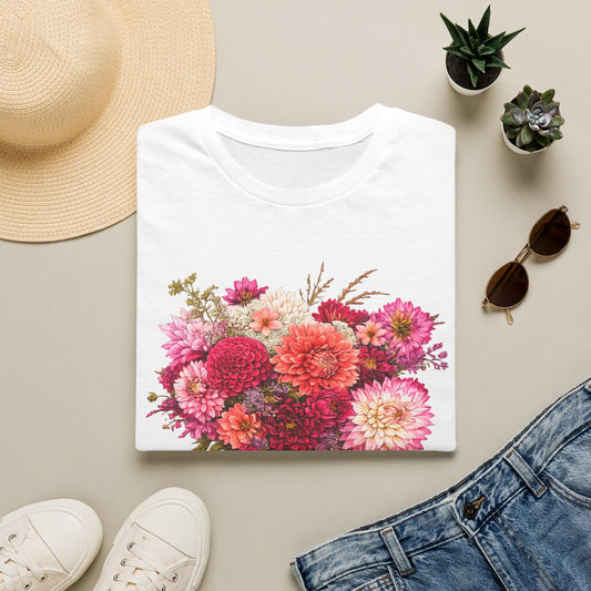 Dahlia Floral T-Shirt — Vintage Garden Bouquet Tee